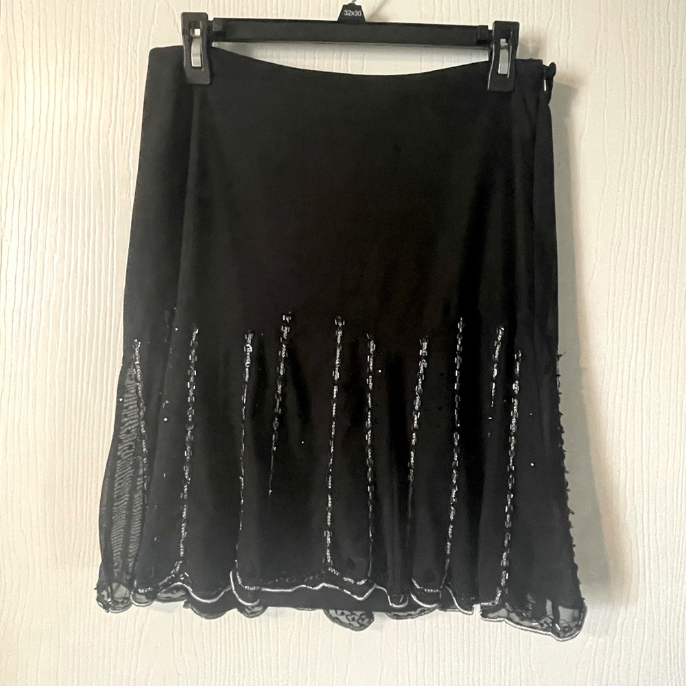 Express Women's 8 Short Black Sequin Skirt Gem Details Y2K Goth Whimsy Goth NWT